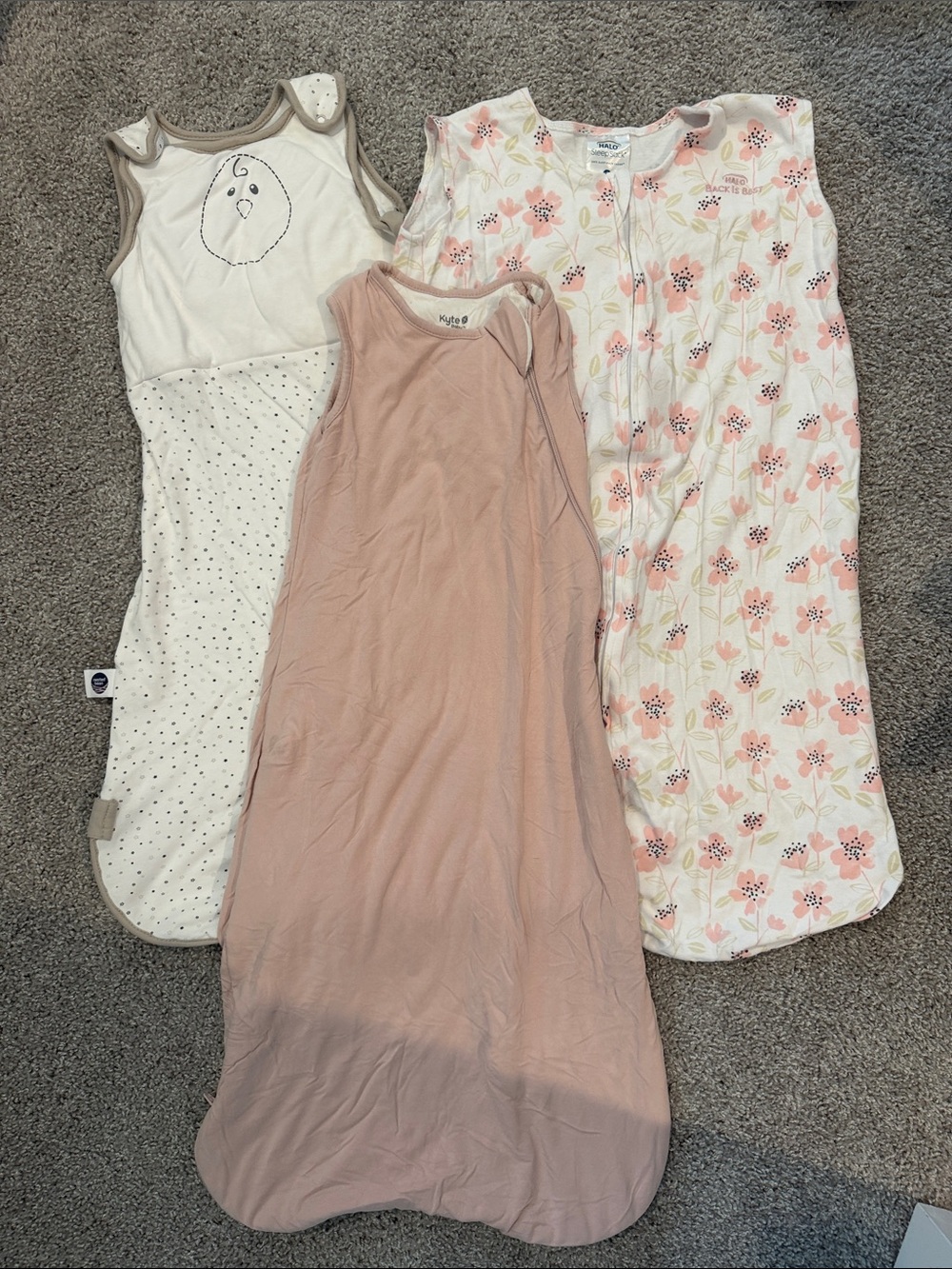 Nested Bean White Sleep Sack with Gray Trim and Star Print